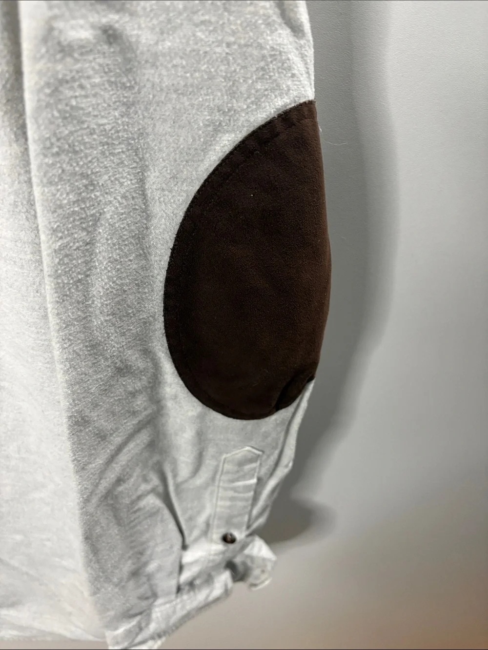 J. Crew Cream Button-Down Shirt with Brown Elbow Patches S
